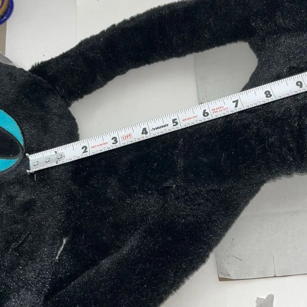 Black Cat Plush Scarf Long Paws Mismatched‎ Eyes Yellow Blue Novelty Winter Wrap